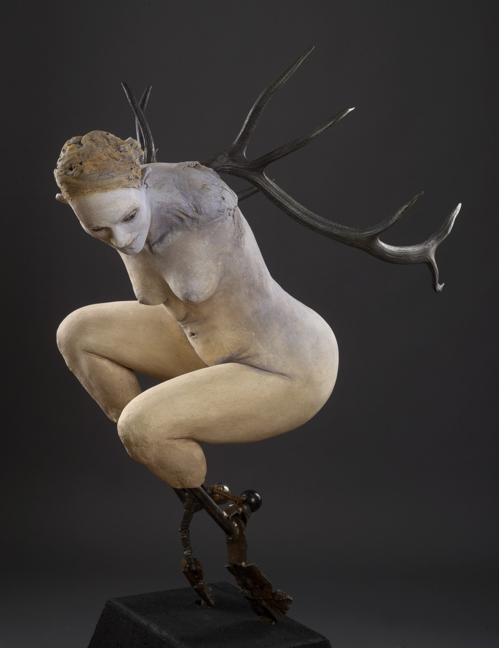 Blue Crouch 62x32x47 - Susannah Zucker Contemporary Ceramic Clay Sculpture Art