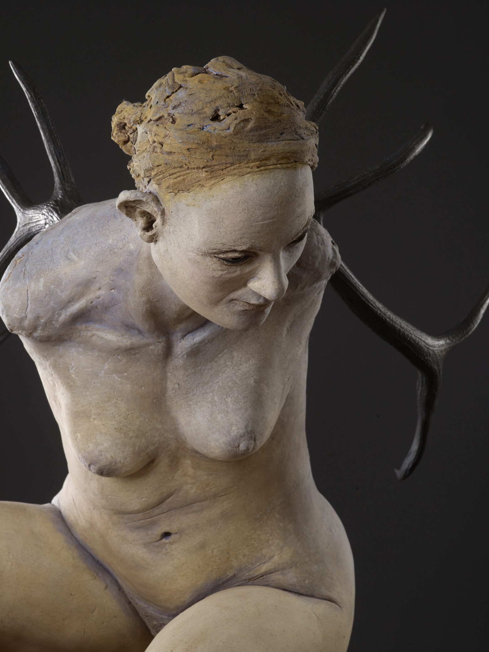 Blue Crouch 62x32x47 - Susannah Zucker Contemporary Ceramic Clay Sculpture Art