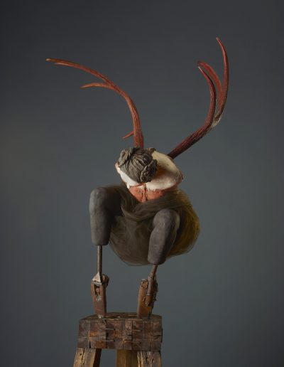 Red Crouch   84x30x41 - Susannah Zucker Contemporary Ceramic Clay Sculpture Art