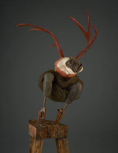 Red Crouch   84x30x41 - Susannah Zucker Contemporary Ceramic Clay Sculpture Art