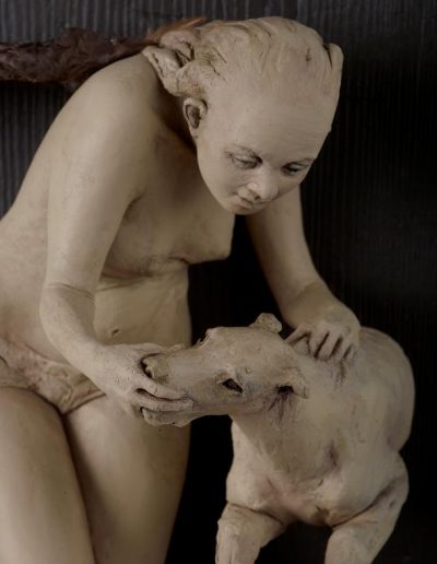 With Dog   23x17x6 - Susannah Zucker Contemporary Ceramic Clay Sculpture Art