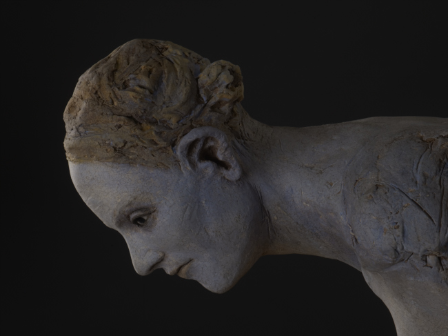 Blue Crouch 62x32x47 - Susannah Zucker Contemporary Ceramic Clay Sculpture Art