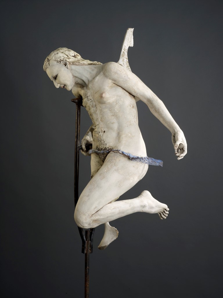 Life Support Crutch 83x33x22 - Susannah Zucker Contemporary Ceramic Clay Sculpture Art