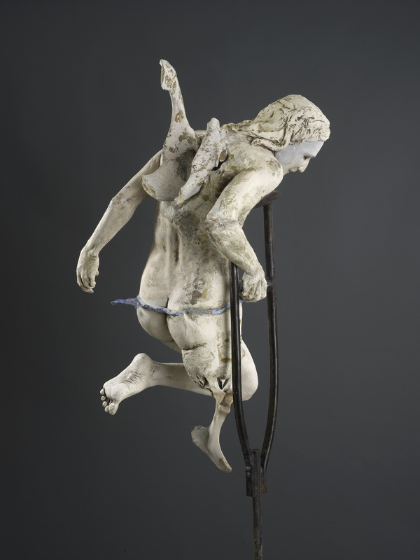 Life Support Crutch 83x33x22 - Susannah Zucker Contemporary Ceramic Clay Sculpture Art
