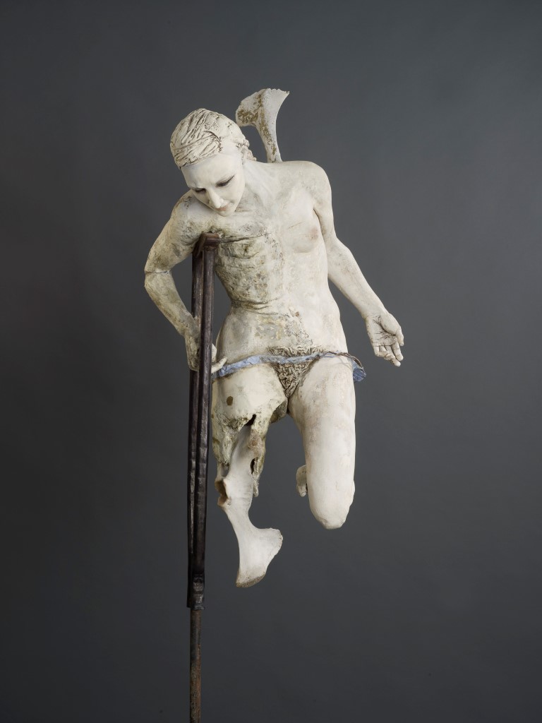 Life Support Crutch 83x33x22 - Susannah Zucker Contemporary Ceramic Clay Sculpture Art