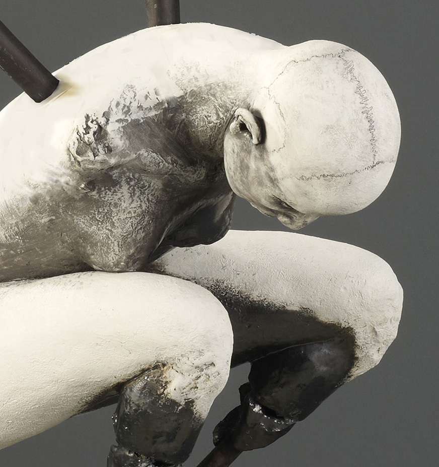 Black Crouch   65x54x40 Detail - Susannah Zucker Contemporary Ceramic Clay Sculpture Art